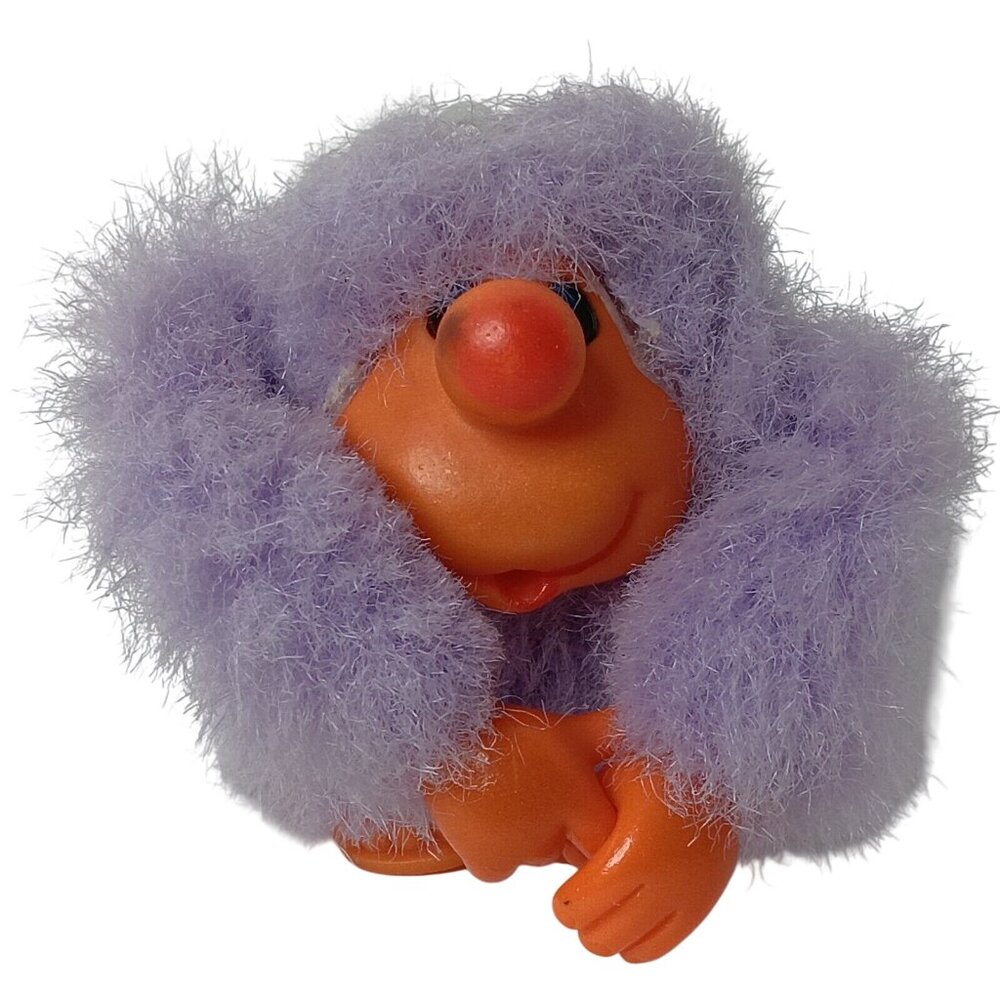 Vintage 1980s Zazzu N Friends Thumb Sucker Toy Purple Troll Plush Applause READ